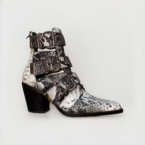 Jeffrey Campbell Caceres Boot Womens Size 8 Leather Snake Print Ankle Boots